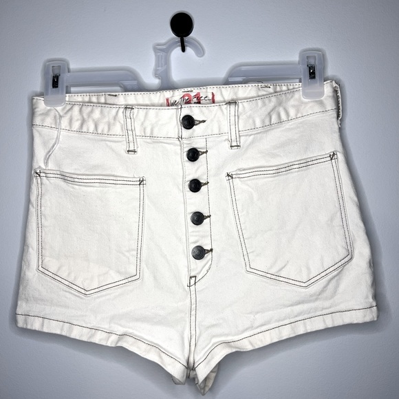 Y2K We The Free Extra High Rise Botton Front Jean Shorts Size 31 - Picture 1 of 4